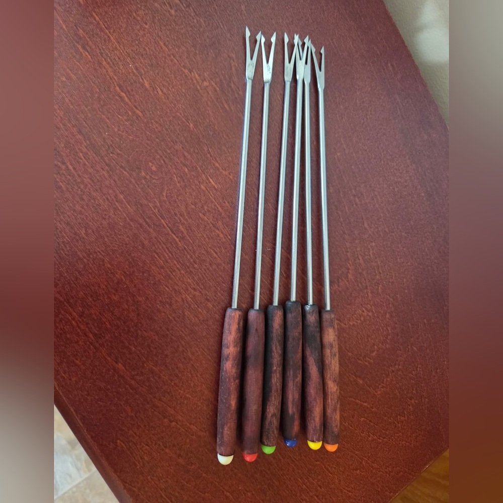 set of  six vintage fondue forks
